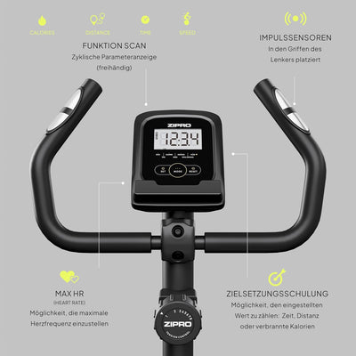 Zipro Heimtrainer Fahrrad One S, Ergometer Fitnessbikes, Magnetisches Fahrradtrainer, Ergometer Fahr