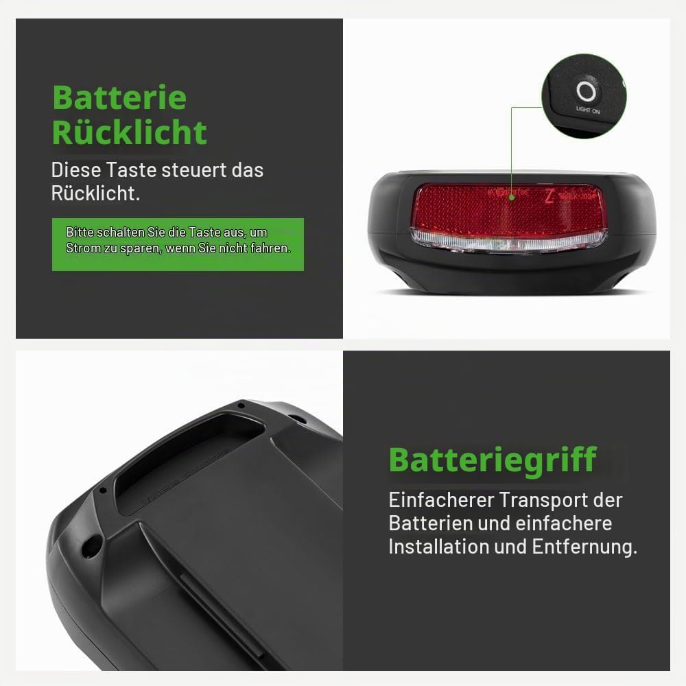 E-Bike Battrie 36V 10,4Ah Li-ion Akku mit Ladegerät für 250W-500W Elektrofahrrad Pedelec Phylion Joy