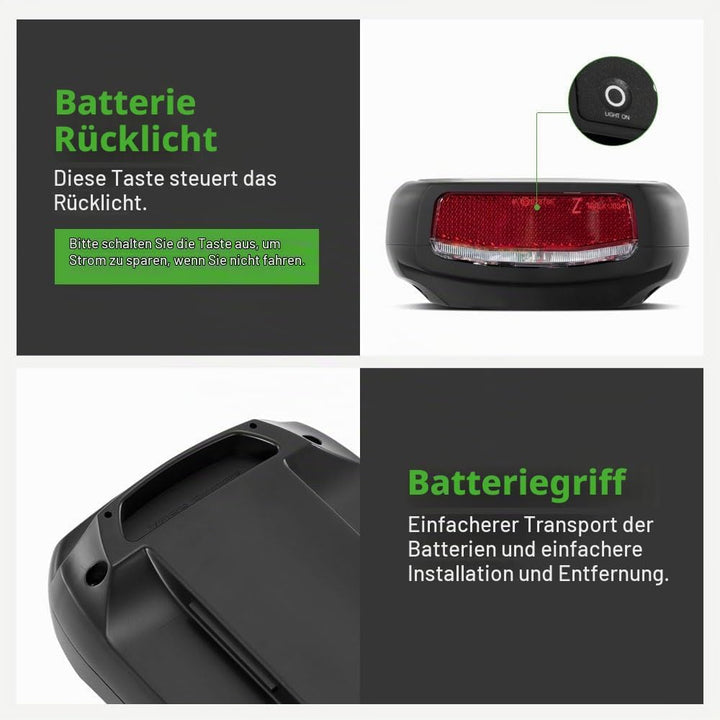 E-Bike Battrie 36V 10,4Ah Li-ion Akku mit Ladegerät für 250W-500W Elektrofahrrad Pedelec Phylion Joy