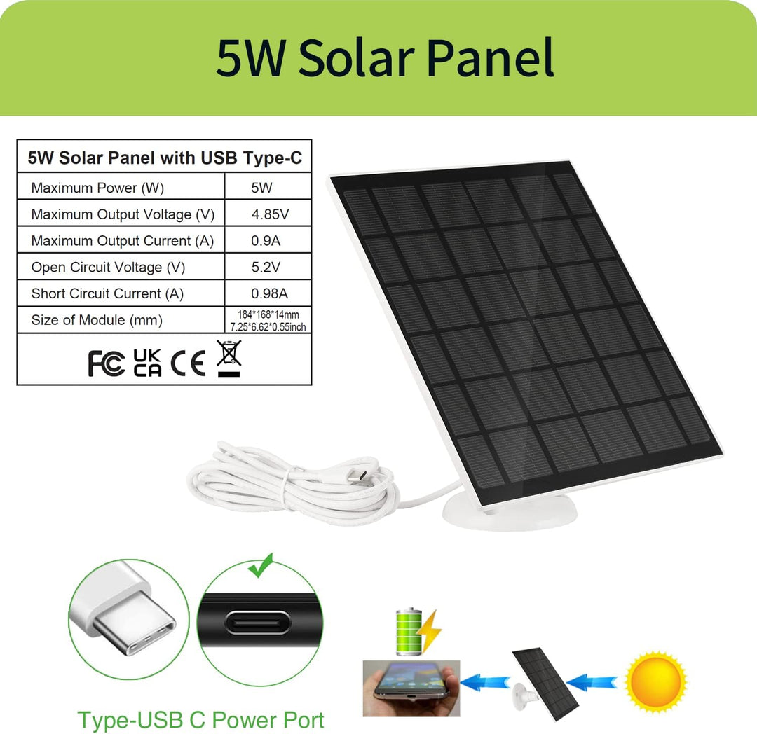 TONTON 5W Solarpanel für Überwachungskamera, IP66 wasserdichte Solarstromversorgung für Sicherheit B