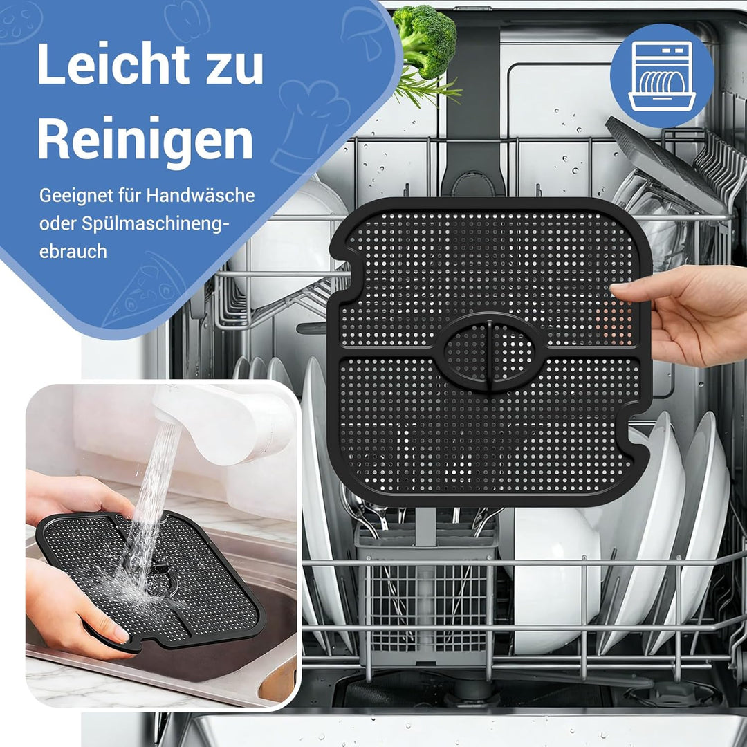 2 Stück Spritzschutz Zubehör für Philips Dual Basket Airfryer 3000-5000 serie 9L(3L/6L), Silikon Hei