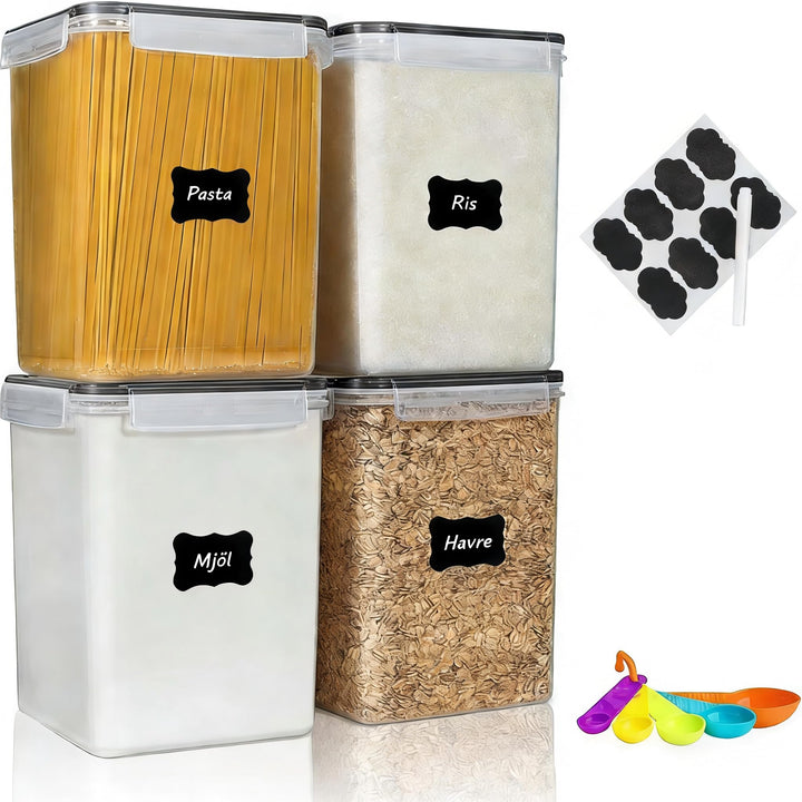 stusgo 4 Stück 5.2L / 175 oz Large Food Storage Container, BPA-Free Plastic Sealed Jars für Mehl, Zu
