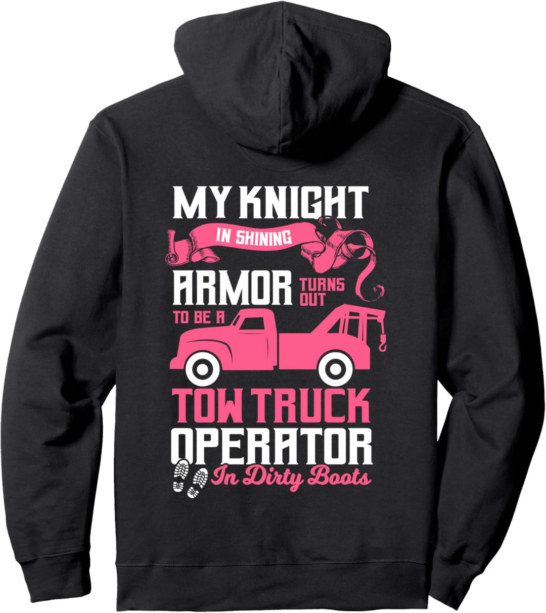 Tow Truck Driver Wife Design On Back Of Clothing Pullover Hoodie