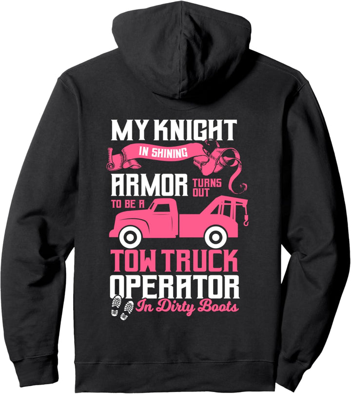 Tow Truck Driver Wife Design On Back Of Clothing Pullover Hoodie
