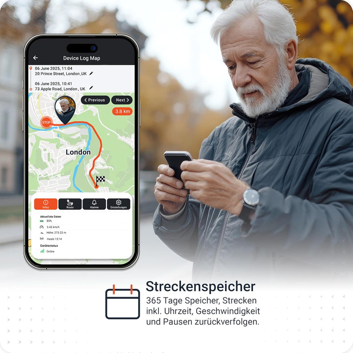 PAJ GPS Tracker - People Finder 4G - Mini GPS Tracker für Kinder, Senioren, Demenz - bis zu 5 Tage A