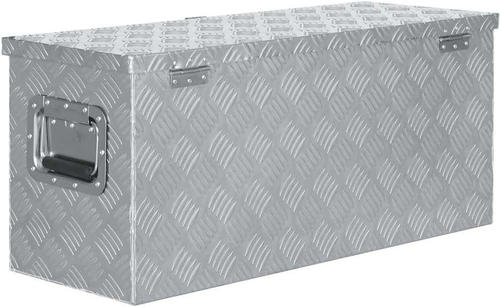 vidaXL Aluminiumkiste 80x30x35cm Alu Box Koffer Werkzeugbox Transportkiste 80 x 30 x 35 cm Silber, 8