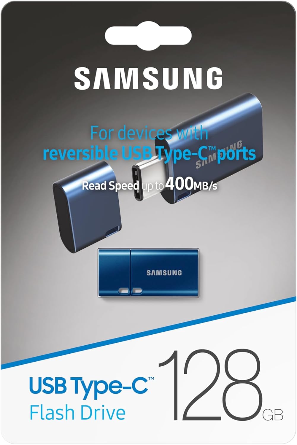 Samsung USB-Stick, USB-C, 128 GB, 400 MB/s Lesen, 60 MB/s Schreiben, USB 3.1 Flash Drive für Noteboo