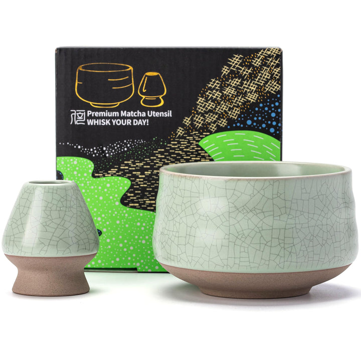 Chawan Matcha Tea Bowl und Matcha Whisk Ruhe, Chasenhalter, Teanagoo MB-6, 18 Unzen / 510 ml, mattes