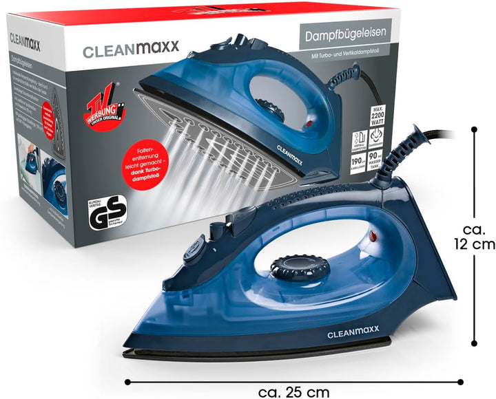CLEANmaxx Dampfbügeleisen mit Temperatur- & Dampfregler | Geeignet zum Trocken- & Dampfbügeln | Mit