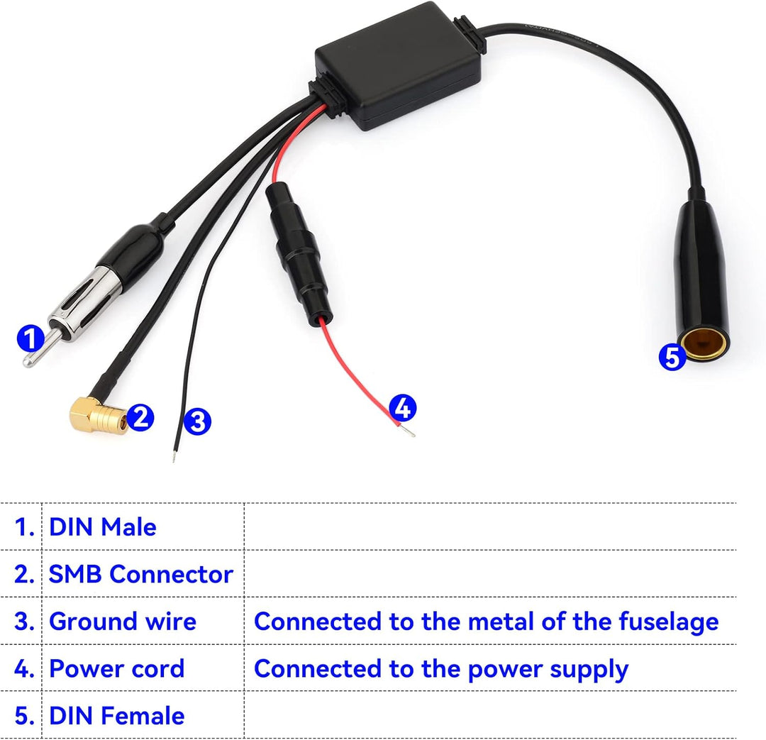 Eightwood DAB Antenne DAB Splitter SMB Adapter DIN Adapter AM/FM Antenne Signalverstärker für Auto R