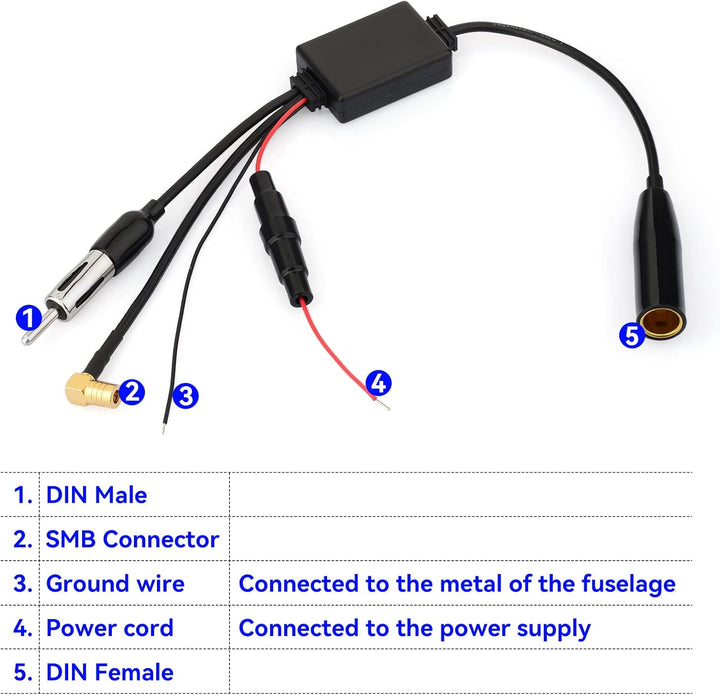Eightwood DAB Antenne DAB Splitter SMB Adapter DIN Adapter AM/FM Antenne Signalverstärker für Auto R