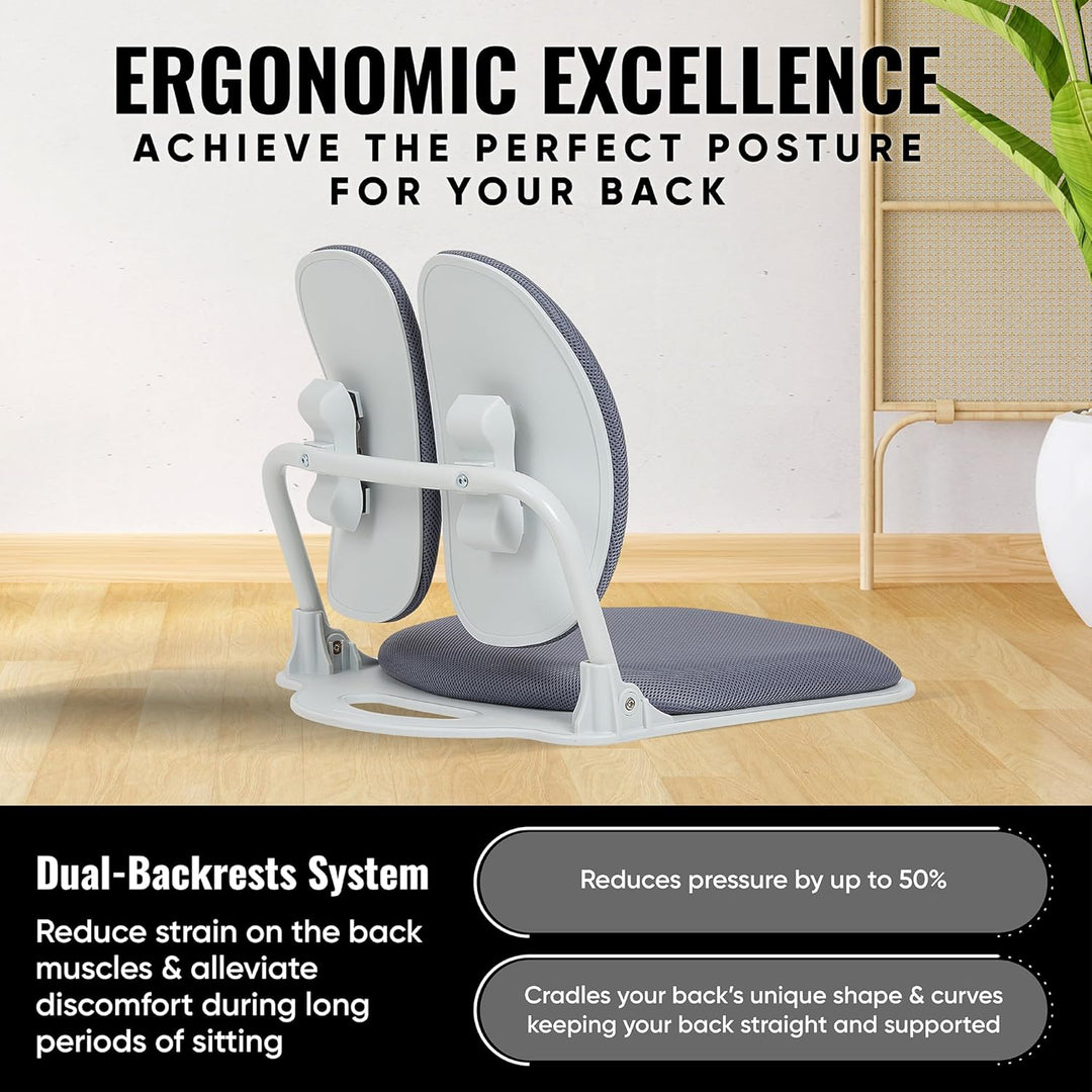 Duorest Bodenstuhl Schwammsitz mit ergonomischen Doppel-Rückenlehnen - Meditationsstuhl mit Rückenst