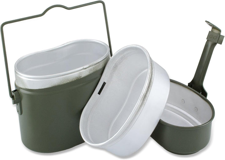 Camping-Kochgeschirr aus Aluminium - Original Bundeswehr Outdoor-Kochset nach TL - Robustes Feldgesc
