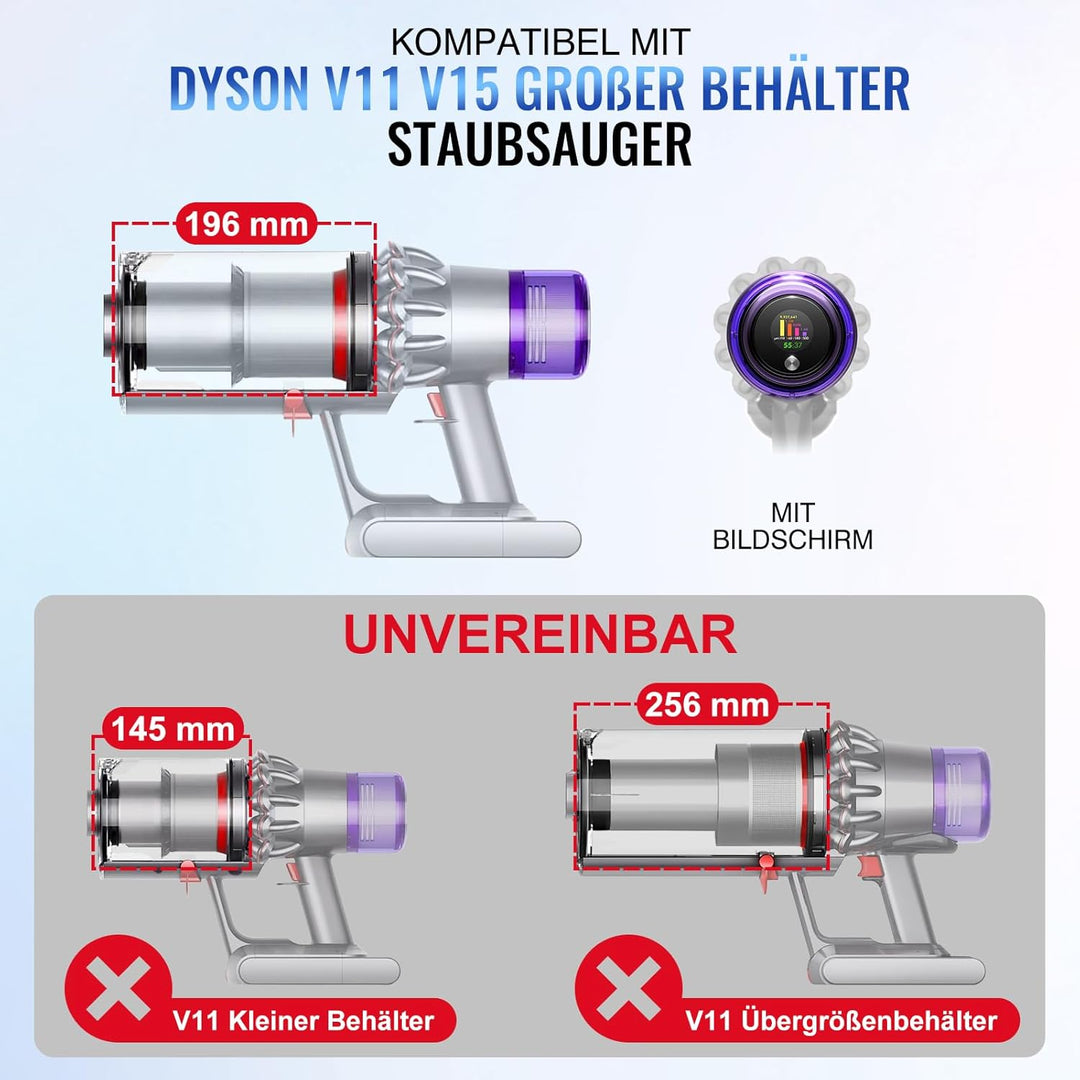 Verbesserter Staubbehälter für Dyson V11 V15 SV14 SV15 SV22 Staubsauger Grossen Behälter, Ersatz Big