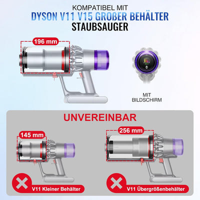 Verbesserter Staubbehälter für Dyson V11 V15 SV14 SV15 SV22 Staubsauger Grossen Behälter, Ersatz Big