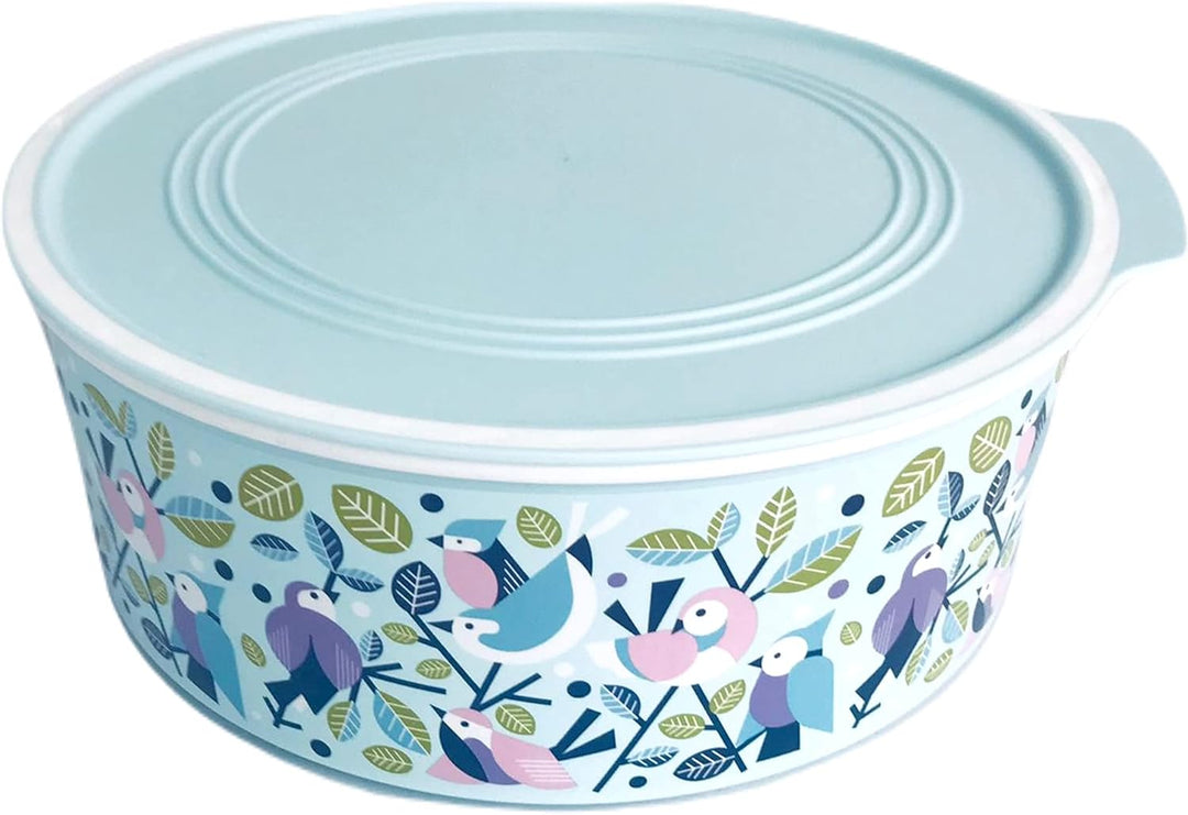 Tupperware Quadro 1,5 L hellblau mint Frülings Motiv Vögel runde Keksdose Vorratshaltung Ultimo