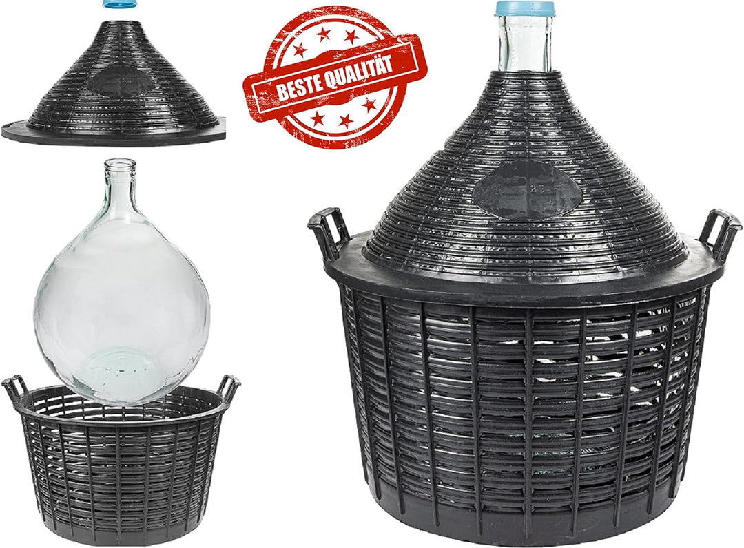 Glasballon Gärballon Weinballon im Kunststoffkorb in verschiedenen Grössen 5-20 Liter (15 Liter), 15