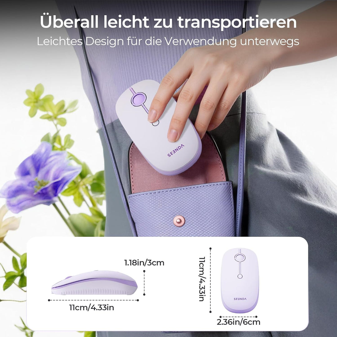 seenda MOU001 Bluetooth Maus, USB + Dual-Bluetooth 3 Geräte Verbindung, Maus Kabellos mit 3 DPI-Stuf