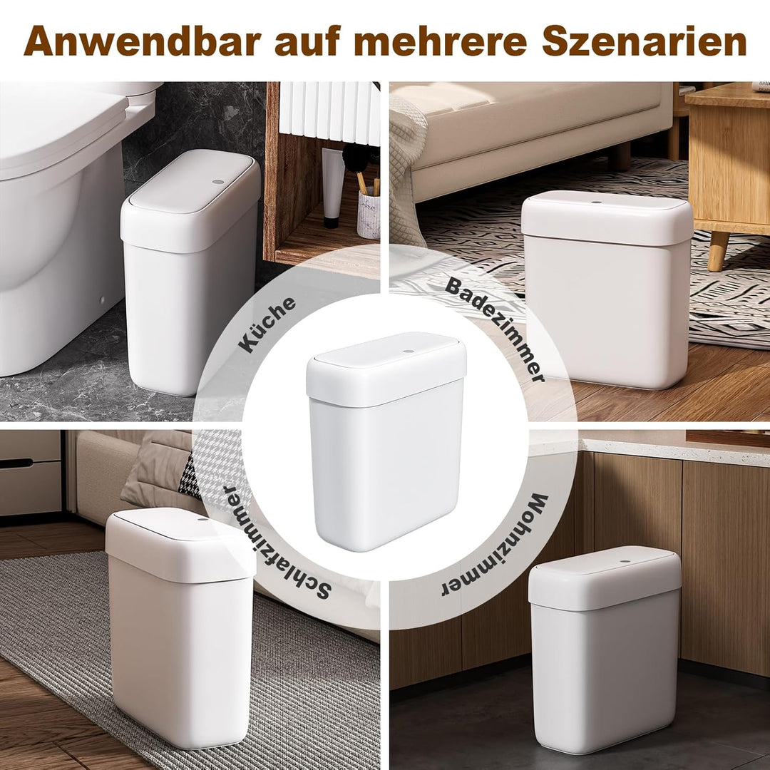 MOPUP Kleiner Badezimmer-Mülleimer mit Deckel, 8.5 l/2,2 Gallonen, schmaler Mülleimer, Papierkorb au