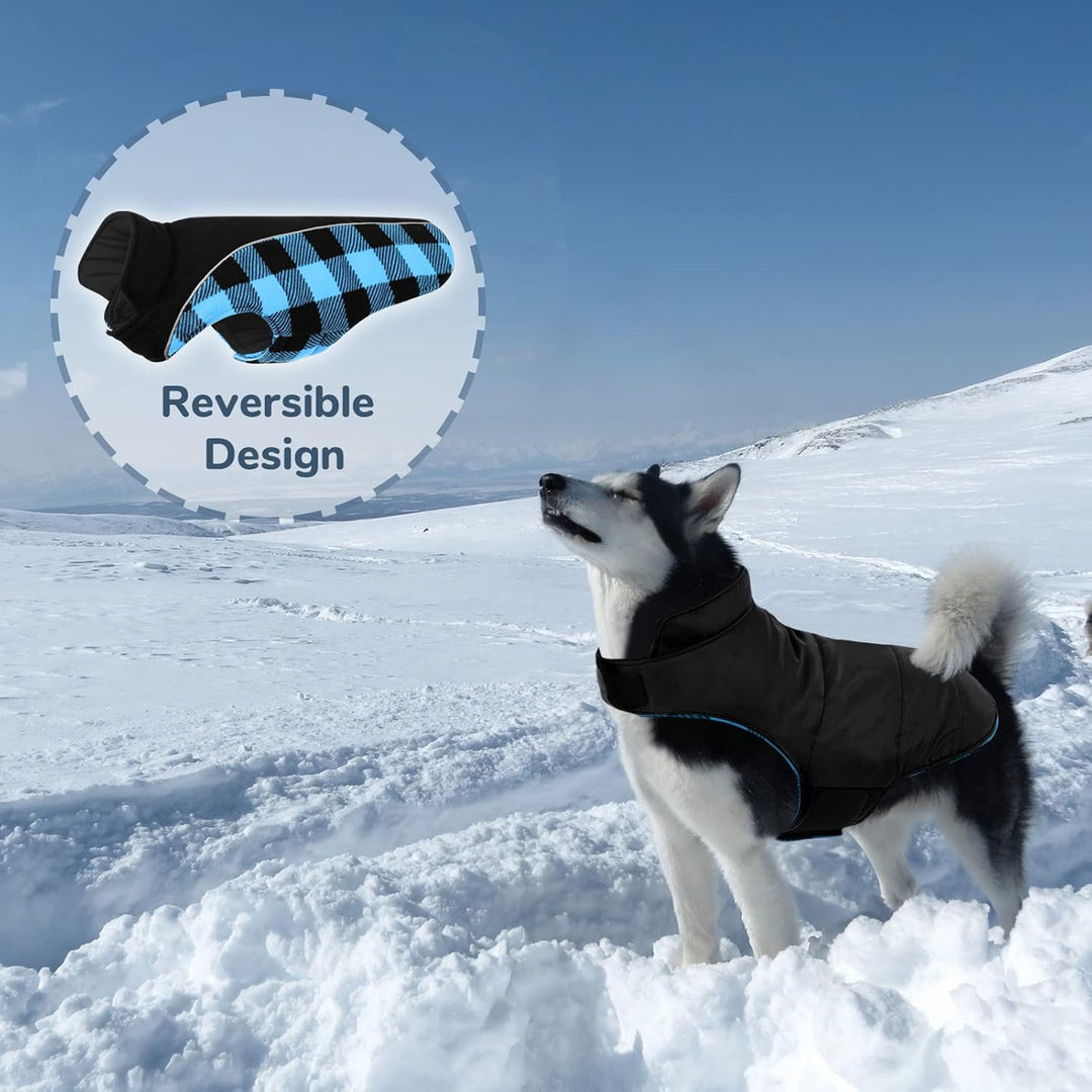 Warme Hundemantel Winter, Hundemantel mit Bauchschutz, Wintermantel für Hunde mit Reflektierend, Wen