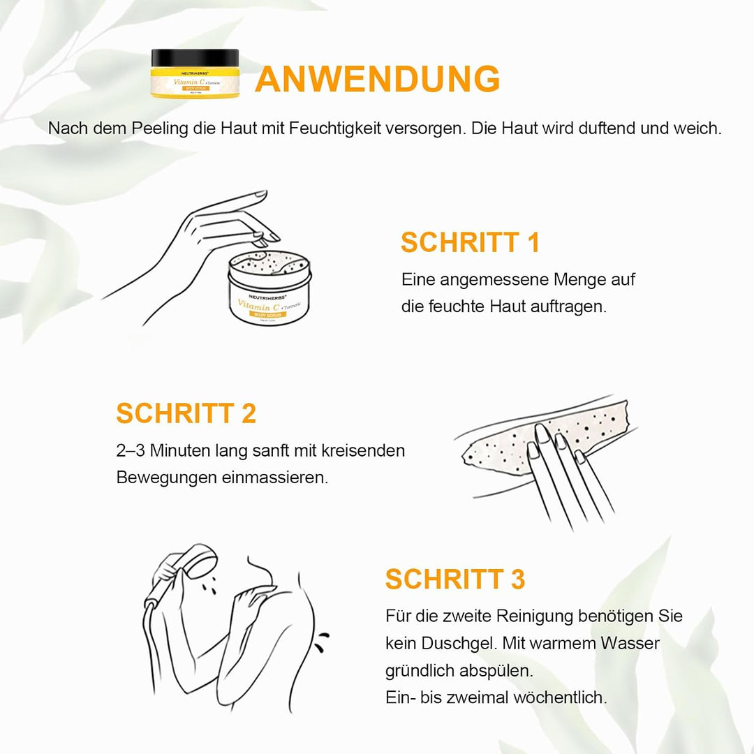 Neutriherbs Kurkuma Körperpeeling, 200G-Vitamin C Tiefenreinigung Peeling Körper für Entfernt Abgest