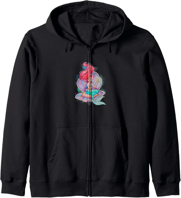 Disney Little Mermaid Ariel Clam Shell Watercolor Portrait Kapuzenjacke