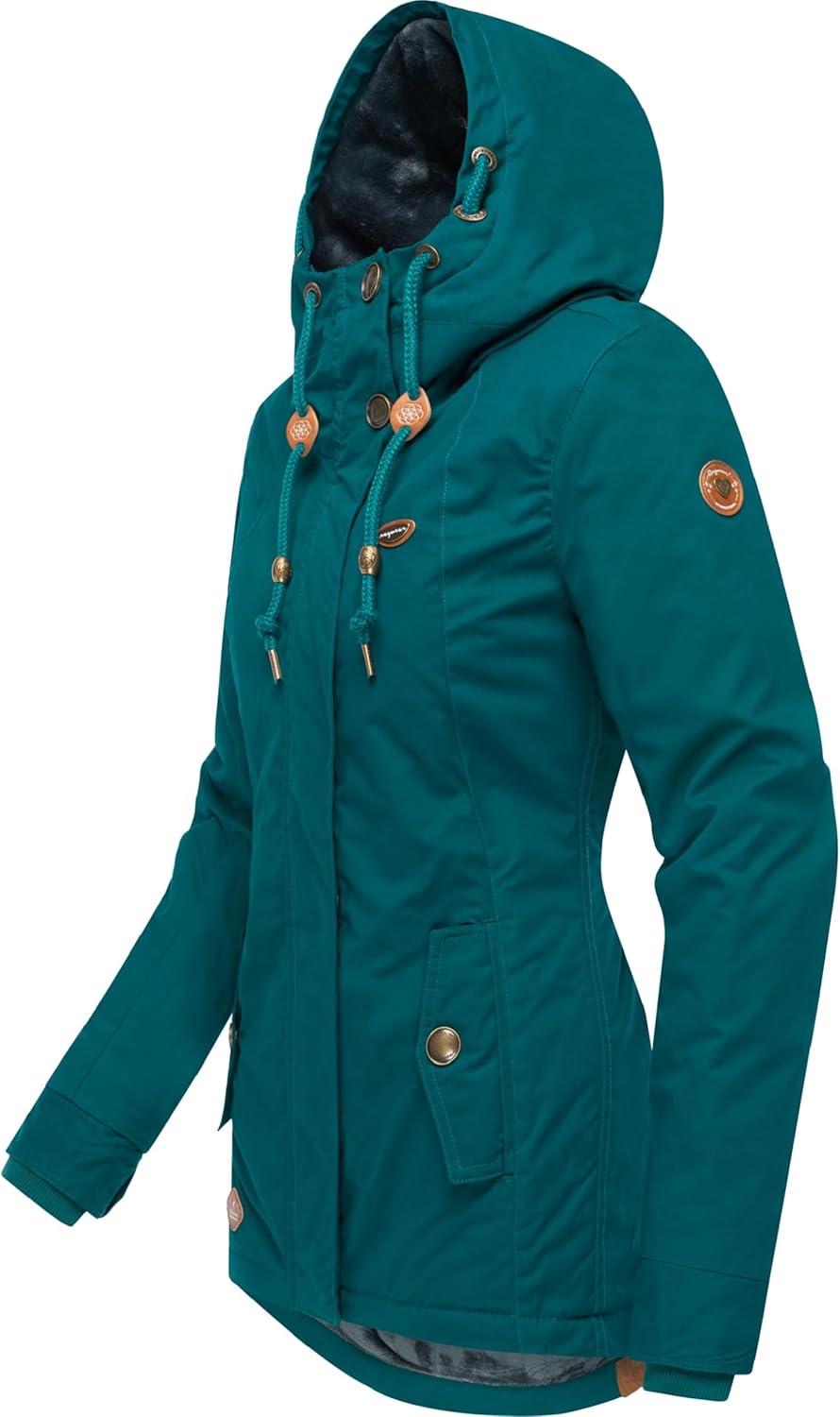 Ragwear Damen warme Winterjacke kurz mit Kapuze Monade XS-6XL 3XL Dark Green22, 3XL Dark Green22