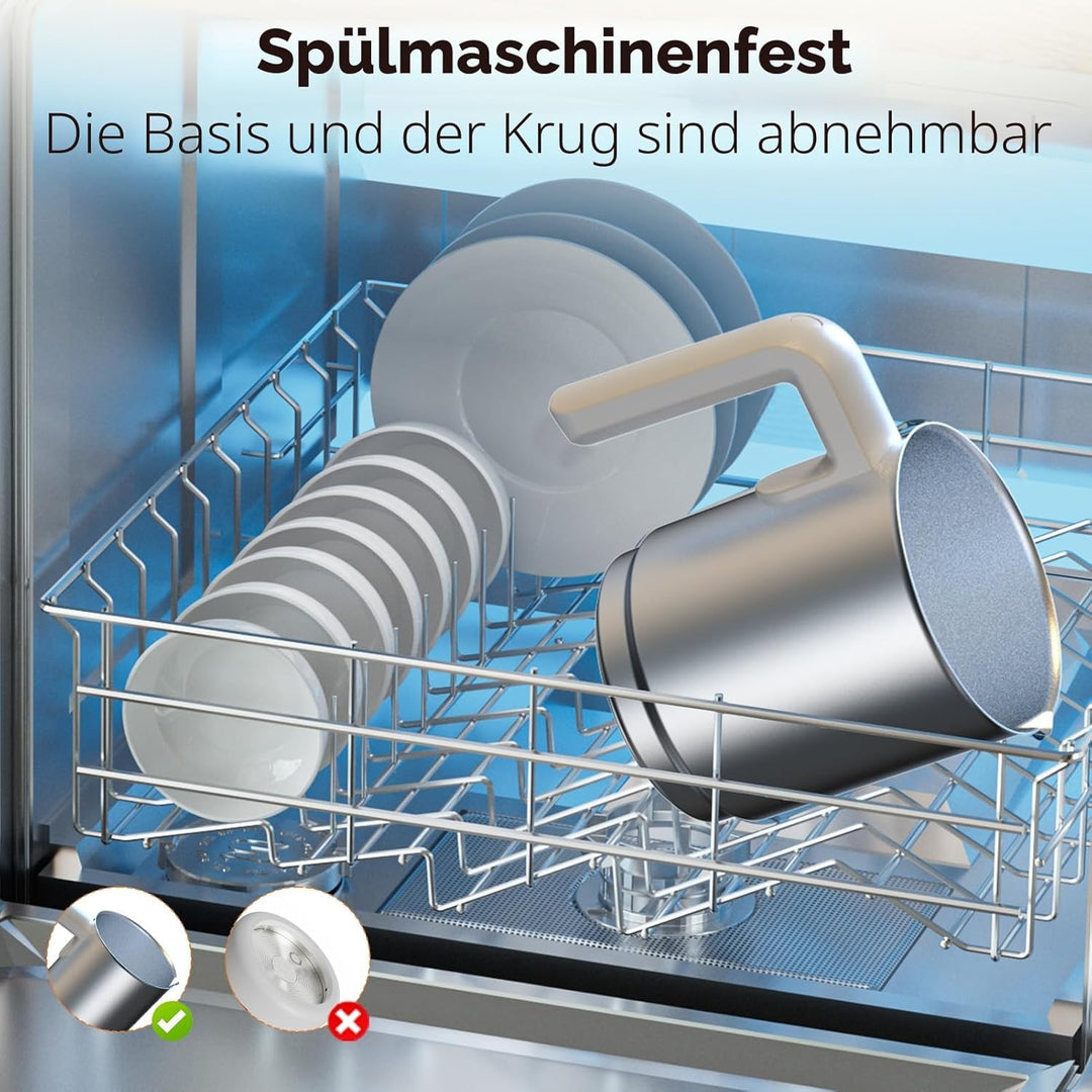 Morpilot Milchaufschäumer Elektrisch, 6 in 1 Milchschäumer für heisser, kalter und heisser Schokolad