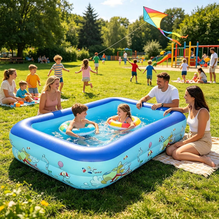 Aufblasbarer Pool Rechteckiges verdicktes Meerestier-Bällebad | Aufblasbarer Familienpool für Garten