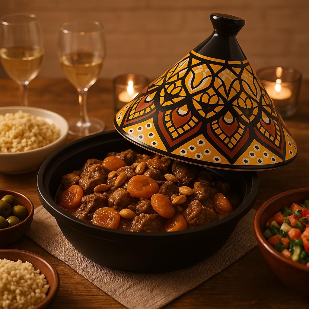 WEB2O Tajine Induktion und Glaskeramik, traditionell, Edelstahl, Gelb, 30,20 x 30,2 x 23 cm