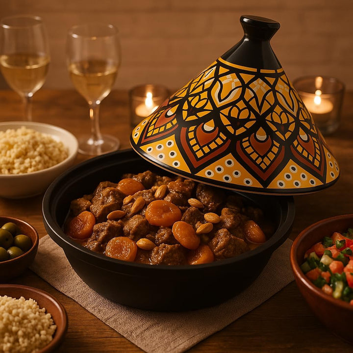 WEB2O Tajine Induktion und Glaskeramik, traditionell, Edelstahl, Gelb, 30,20 x 30,2 x 23 cm
