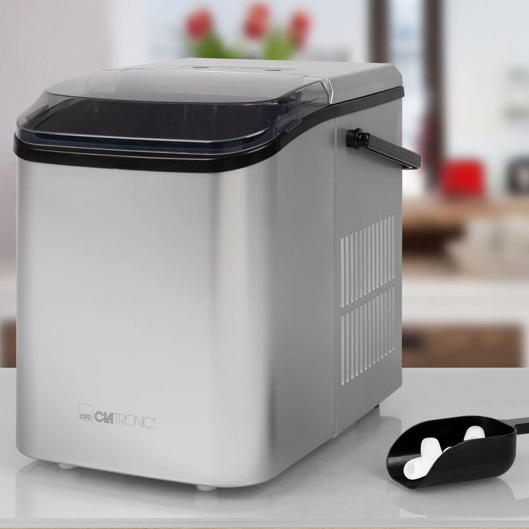 Clatronic Eiswürfelmaschine, Eiswürfel nach 10 Minuten, Selbstreinigend für grosse und kleine Würfel