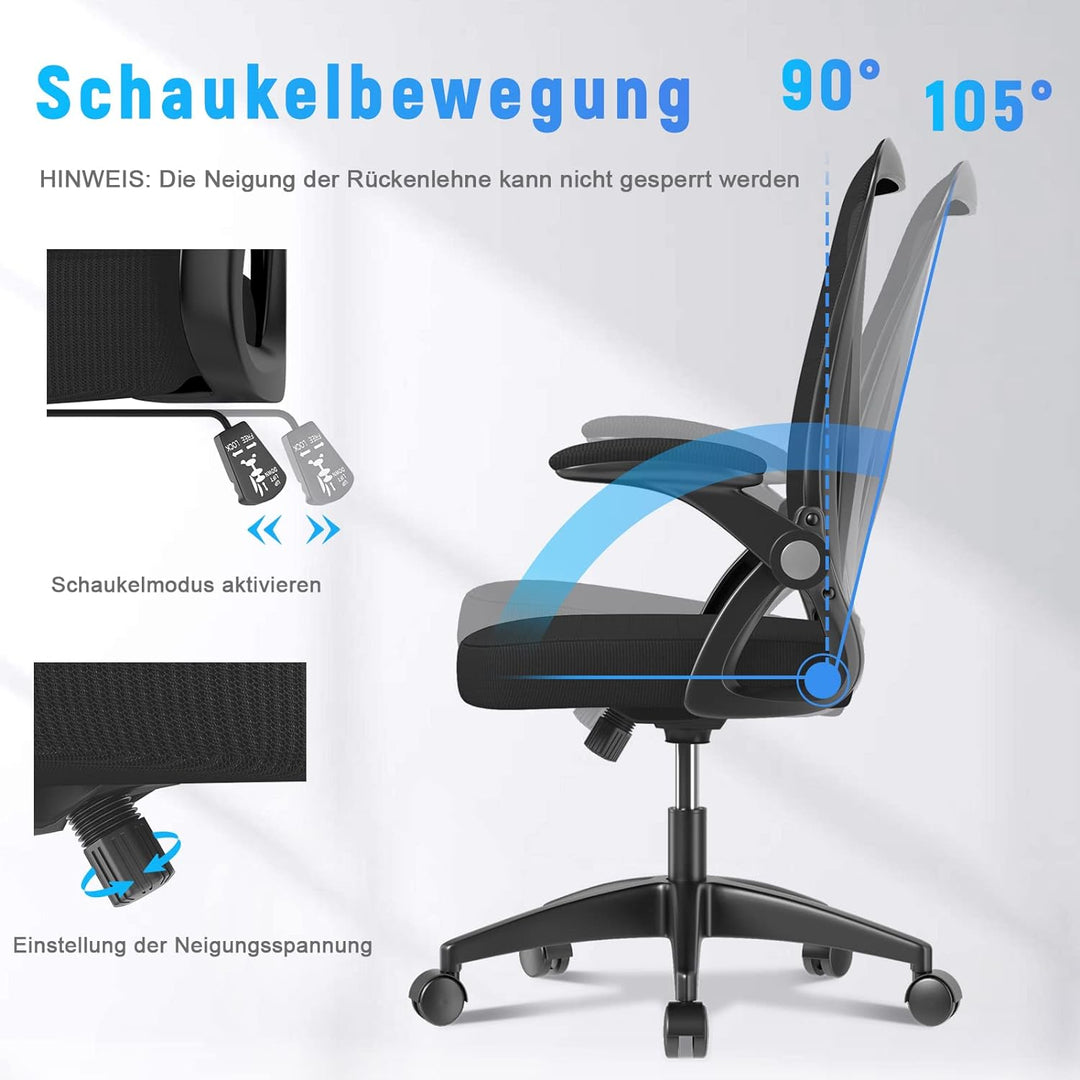 naspaluro Bürostuhl mit Verstellbaren Armlehnen, Ergonomischer Schreibtischstuhl mit Netzbespannung,
