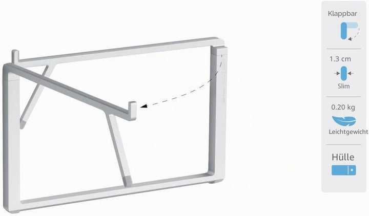 Rain Design mBar Pro+ Foldable Laptop Stand - Silver mBar Pro+ Silber, mBar Pro+ Silber