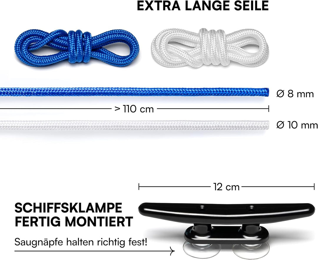 Knoten Übungsset mit Lernvideos für SBF See, SBF Binnen, Segelschein und Bodenseeschifferpatent, ein