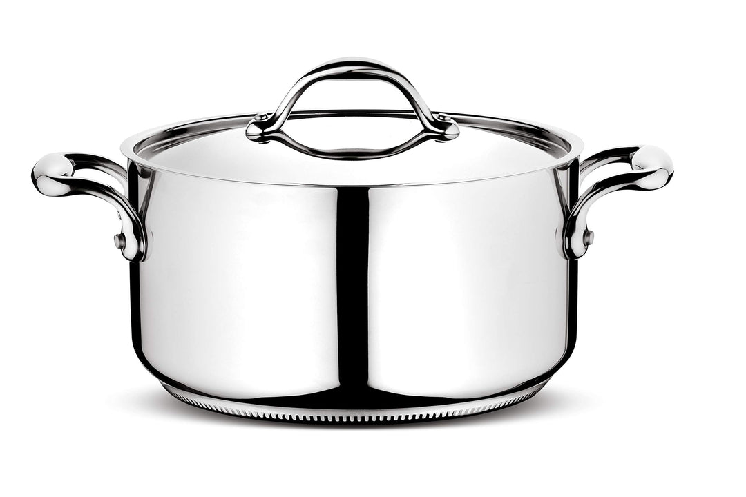 Lagostina Schmortopf mit 2 Griffen und Deckel Rund Ø 22 cm Silber/schwarz, Ø 22 cm