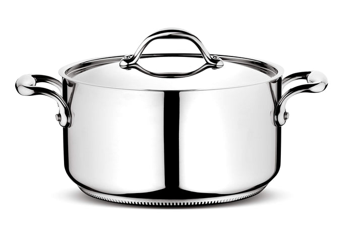 Lagostina Schmortopf mit 2 Griffen und Deckel Rund Ø 22 cm Silber/schwarz, Ø 22 cm