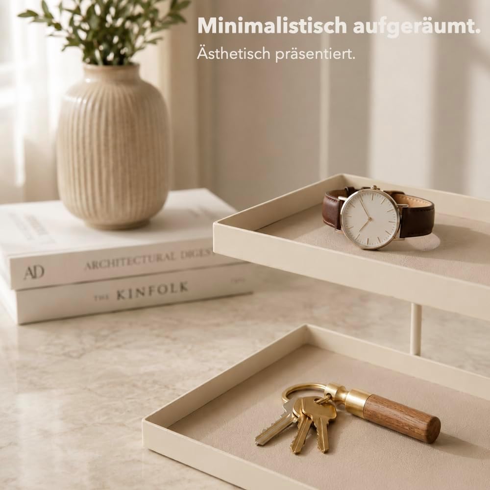 Parfüm Organizer aus Metall &amp; Kunstleder I Montagefreier Kosmetik Organizer für Schminktisch und Bad