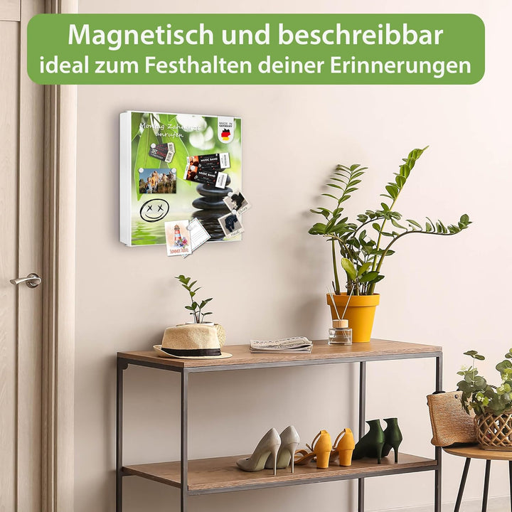 banjado® Grosser Schlüsselkasten Glas/Schlüsselbox 30cm x 30cm mit 50 Haken - Motiv Zen Relax/Schlüs