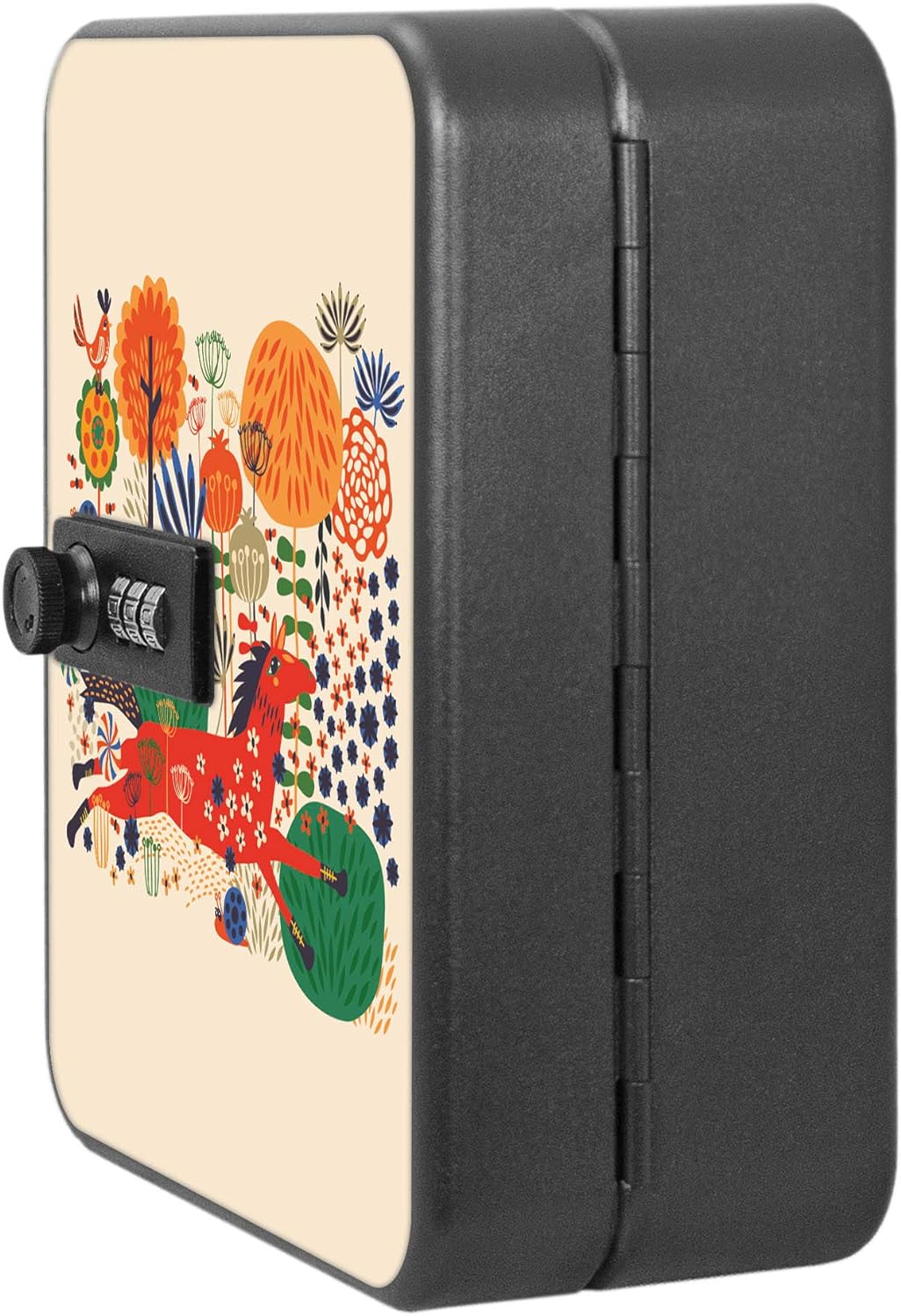 banjado® Burg-Wächter® abschliessbarer Schlüsselkasten mit Motiv Rotes Pferd für 20 Schlüssel - Schl