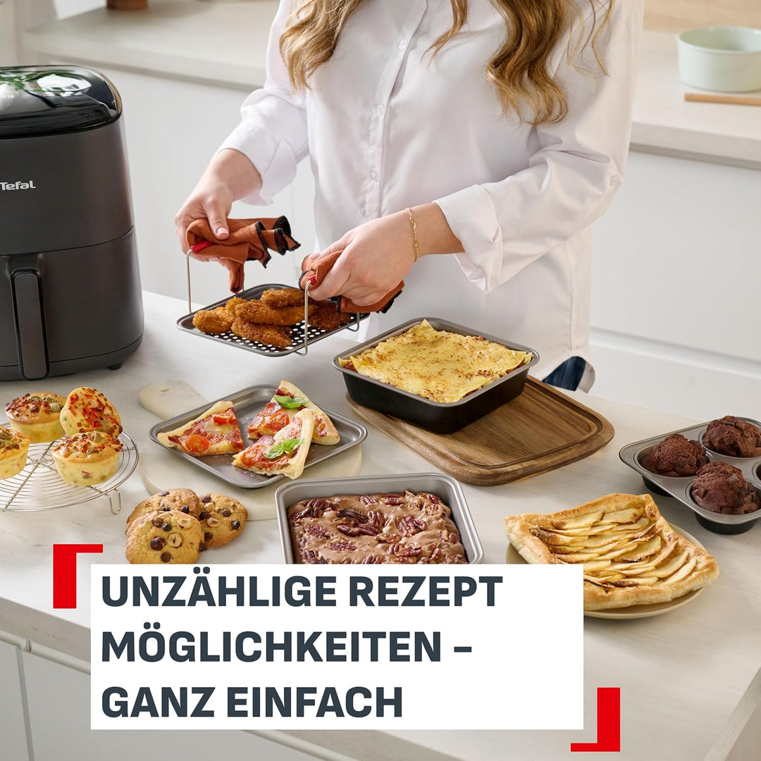 Tefal Dail'Easy 4-tlg. Heissluftfritteusen Accessoires Set, Lochblech-Tablett, Backblech, 2x Quadrat
