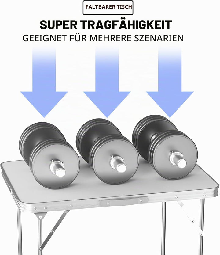 Qimu Leichter Aluminium-Klapptisch, tragbarer Camping-Picknick-Tisch, Outdoor-Klapptisch, faltbarer