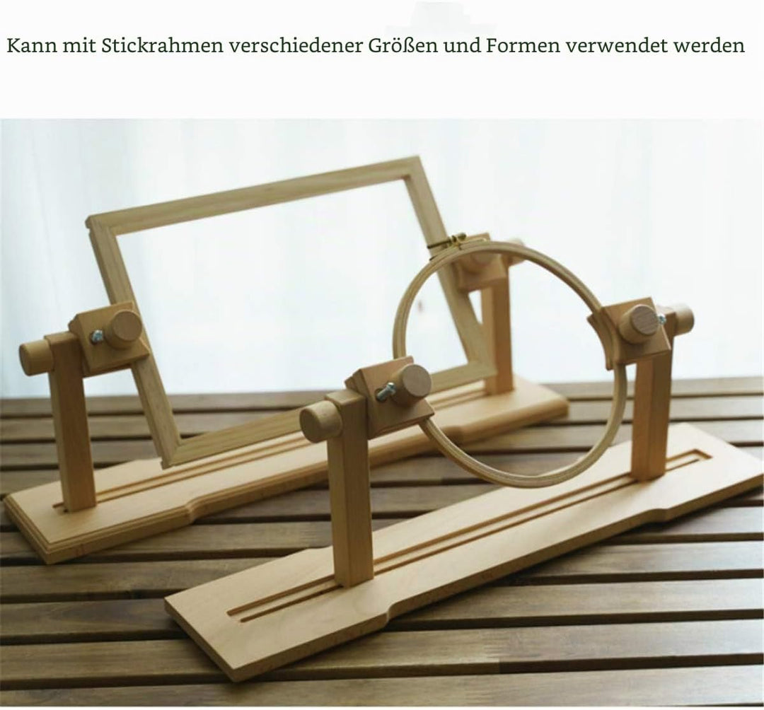 JasCherry Runde Stickständer, Buche Kreuzstich-Rahmen, Einstellbare Stickständer, Kreuzstich Ständer