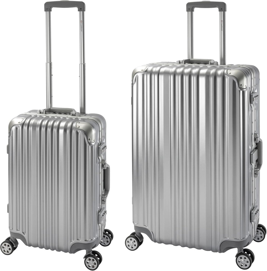 Travelhouse London Koffer Silber S-55cm, L-55cm · 2er-Set · Alu-Rahmen · Polykarbonat Hartschale · H