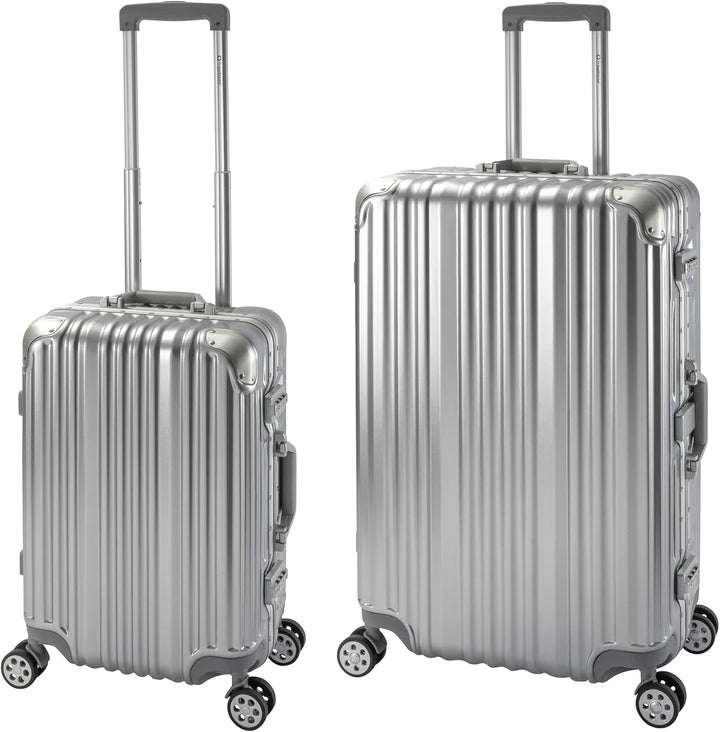 Travelhouse London Koffer Silber S-55cm, L-55cm · 2er-Set · Alu-Rahmen · Polykarbonat Hartschale · H