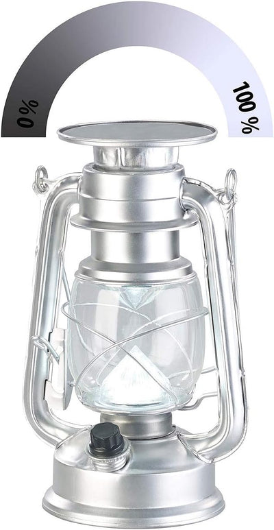 Lunartec Sturmlaterne Solar: Dimmbare High-Power Solar-LED-Sturmlampe, 200 lm, 3 W, silbern (Solar L