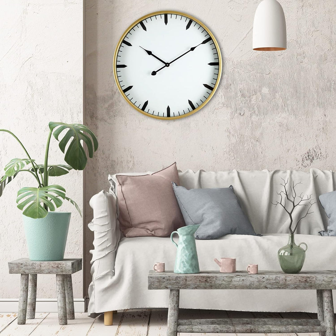 Rebecca Mobili Wanduhr, Moderne Wanduhren, MDF, Metall, Glas, Rund, Für Küche und Wohnzimmer. Durchm