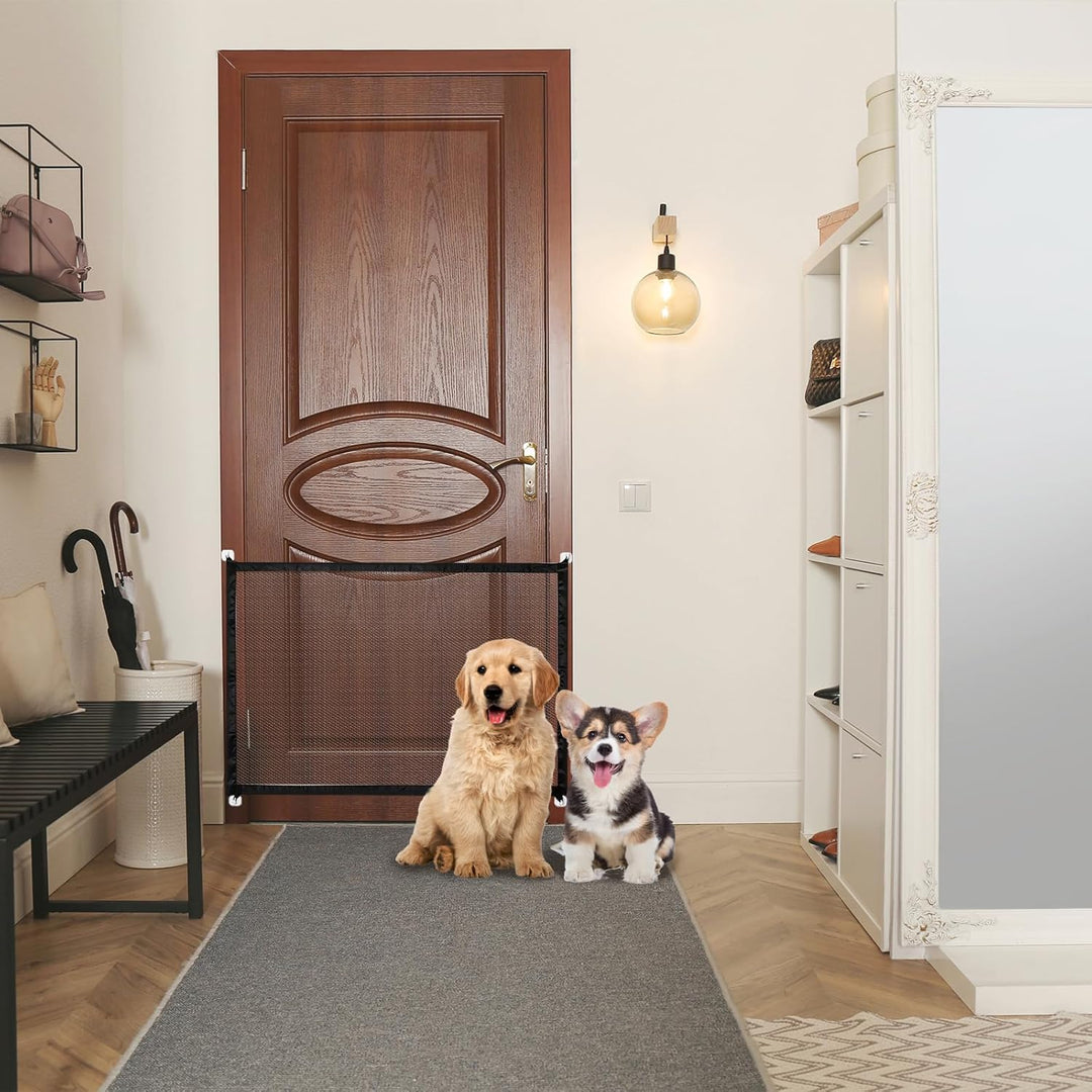 2 Stücke Absperrgitter Hund, Treppenschutzgitter Ohne Bohren, Türgitter Hunde, Türschutzgitter Auszi
