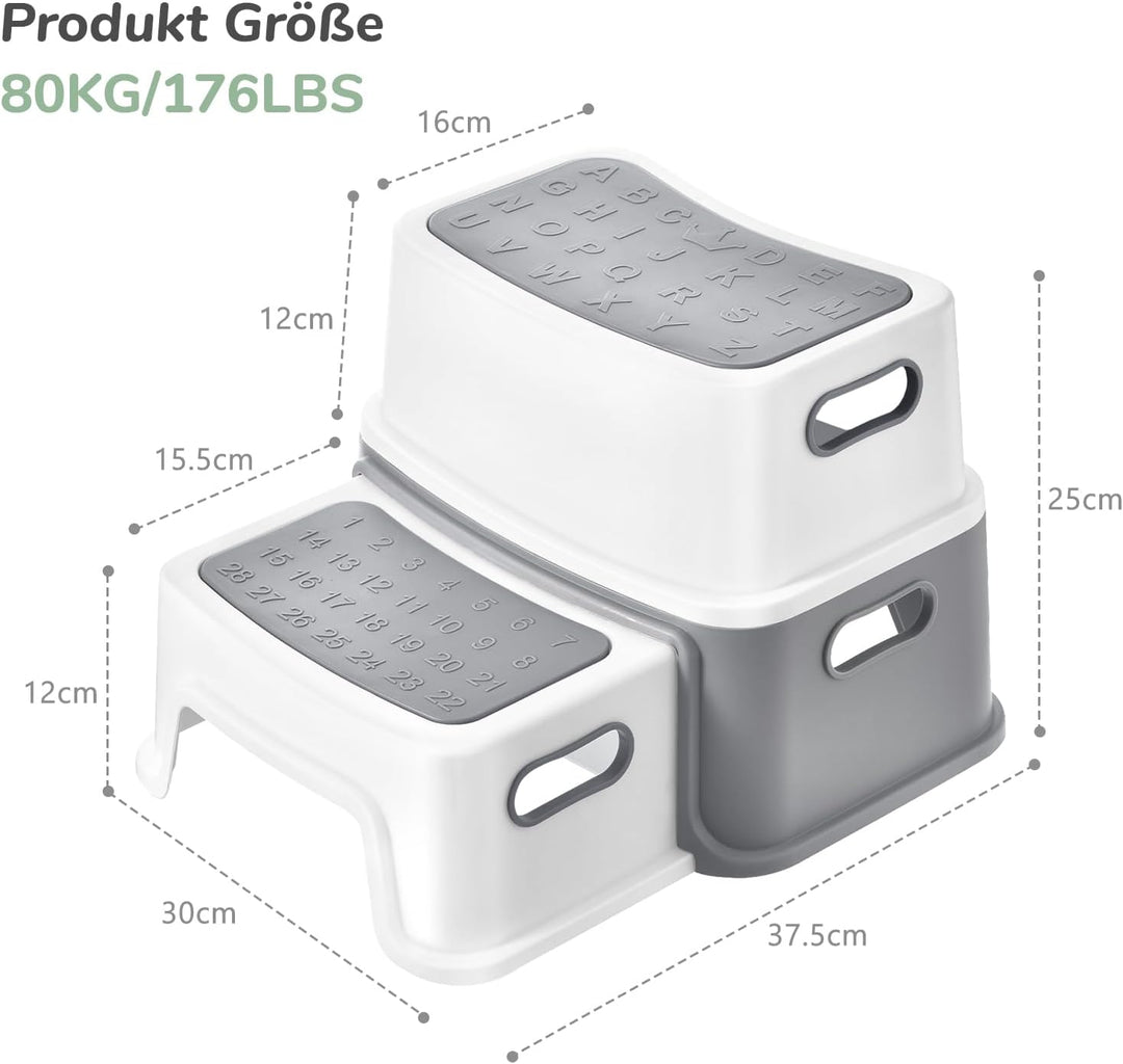 DEANIC Tritthocker Kinder, Kinderhocker Hocker Bad 2 Stufen, Klohocker WC Toilette ab 1 Jahr, Anti-K