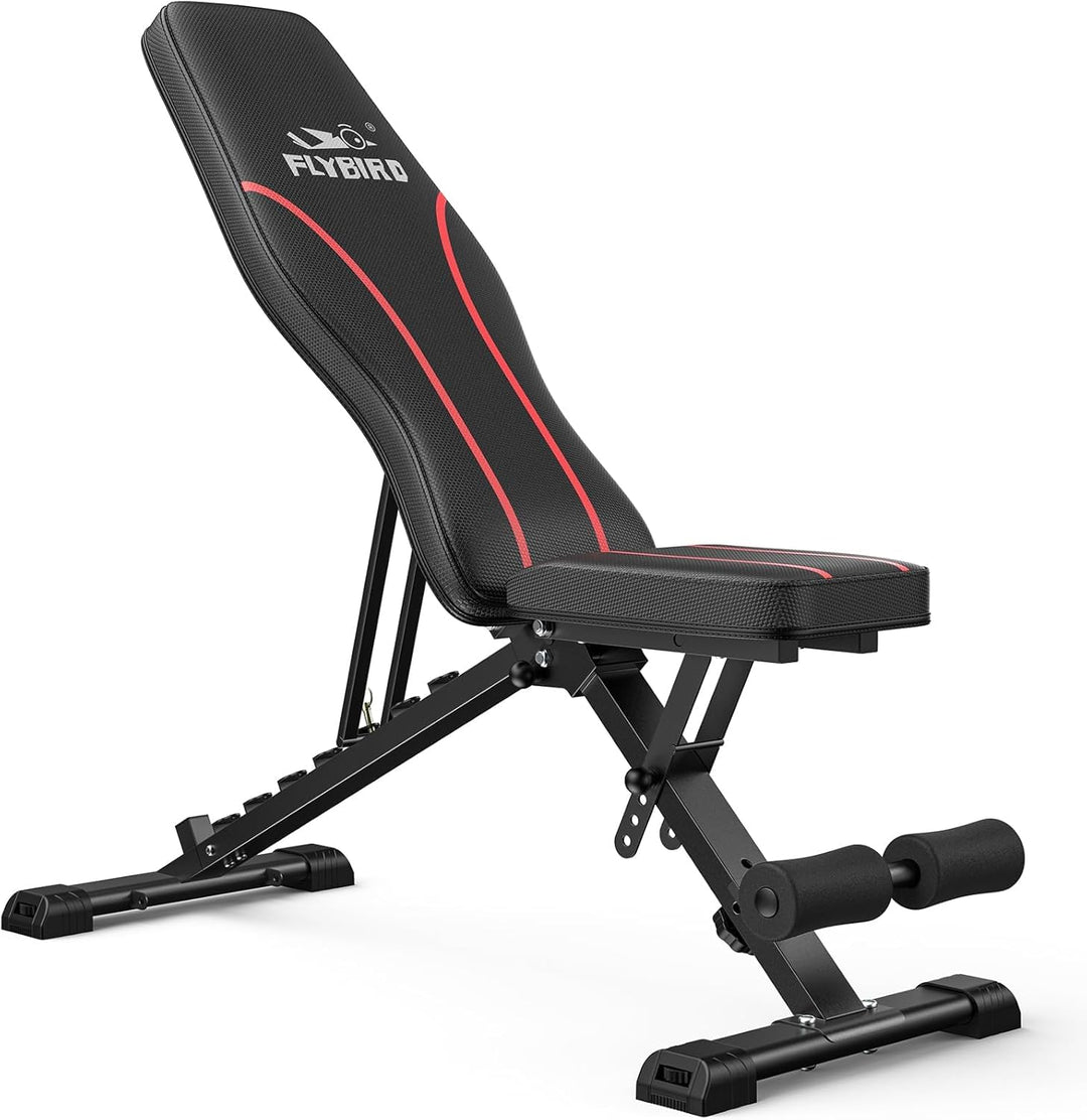 FLYBIRD Adjustable Bench,Utility Weight Bench for Full Body Workout- Multi-Purpose Foldable incline/